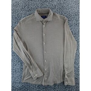 Eton Sport Shirt Size L In Solid Brown White Pique Cotton